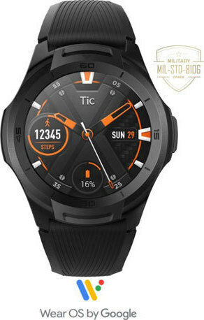 Ticwatch S2 47mm Αδιάβροχο Smartwatch με Παλμογράφο (Μαύρο)