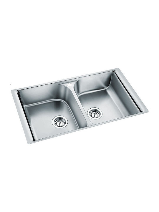 Macart Star 10 N-200 Ένθετος Νεροχύτης Δεξιός Inox Σατινέ Μ90xΠ51.5cm Ασημί