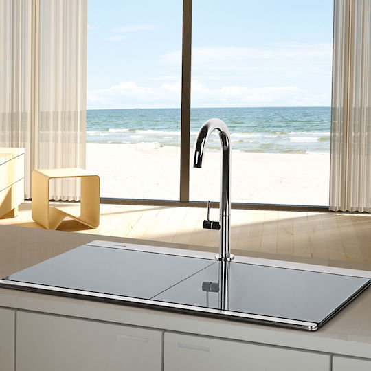Apell Iris 9320 9320-110 Drop-In Spüle Satiniert B89.7xT51cm Silver Glass