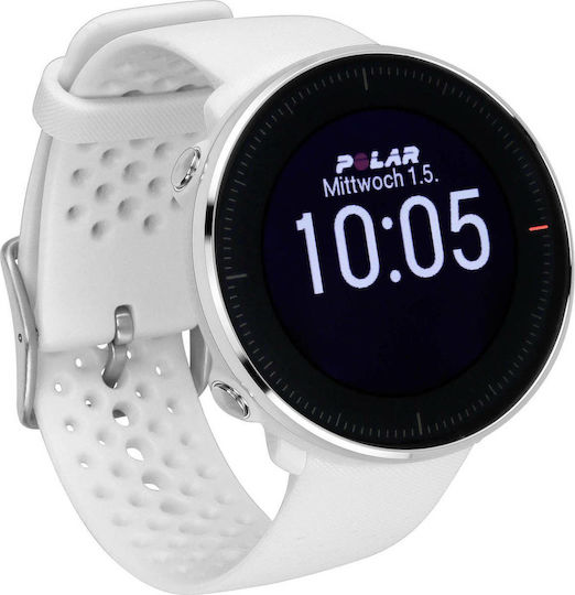 Polar Vantage M M/L Stainless Steel 46mm Αδιάβροχο Smartwatch με Παλμογράφο (Λευκό)