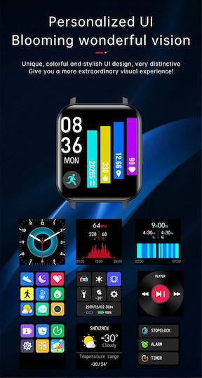 Y68 Smartwatch με Παλμογράφο (Μαύρο)