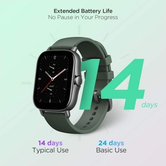 Amazfit GTS 2e Aluminium 43mm Αδιάβροχο Smartwatch με Παλμογράφο (Moss Green)
