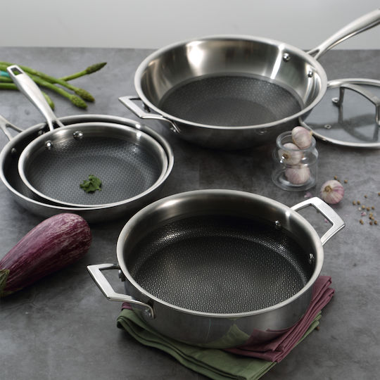 MasterPro Hi-Tech3 Wok από Ανοξείδωτο Ατσάλι με Αντικολλητική Επίστρωση 28cm
