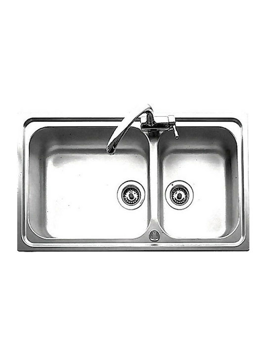 Apell Linear 8520 Ένθετος Νεροχύτης Αριστερός Inox Σατινέ Μ86xΠ50cm Ασημί