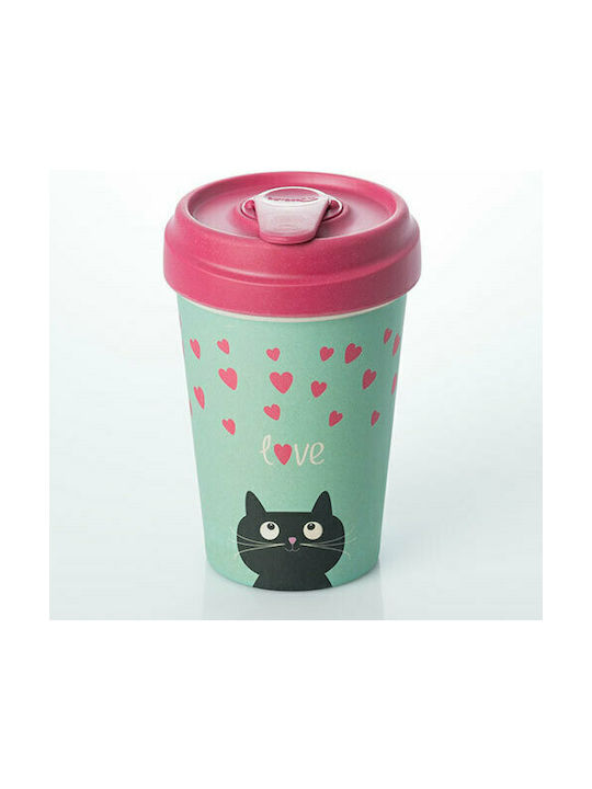 Chic Mic Kitty Love Becher Keramik mit Deckel Grün 400ml