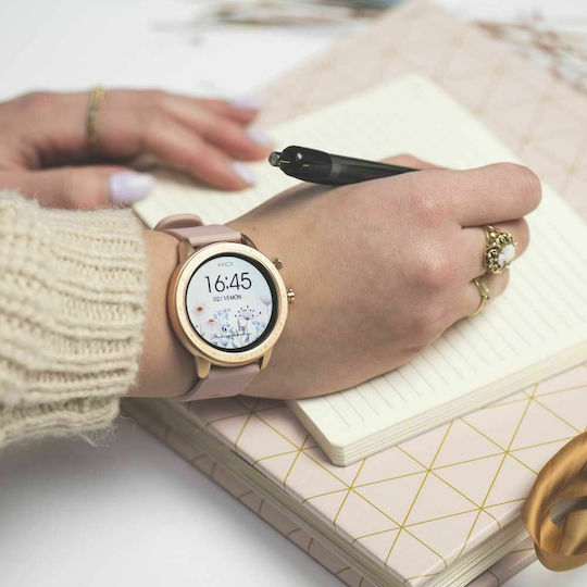 Oozoo Q00324 45mm Smartwatch με Παλμογράφο (Ροζ Χρυσό)