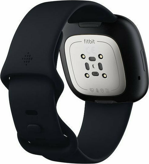 Fitbit Sense Aluminium 40mm Αδιάβροχο Smartwatch με Παλμογράφο (Carbon/Graphite Stainless Steel)