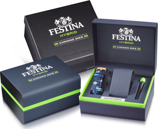 Festina Chrono Bike Hybrid Stainless Steel 45mm Waterproof Smartwatch (Blue Steel Bracelet)