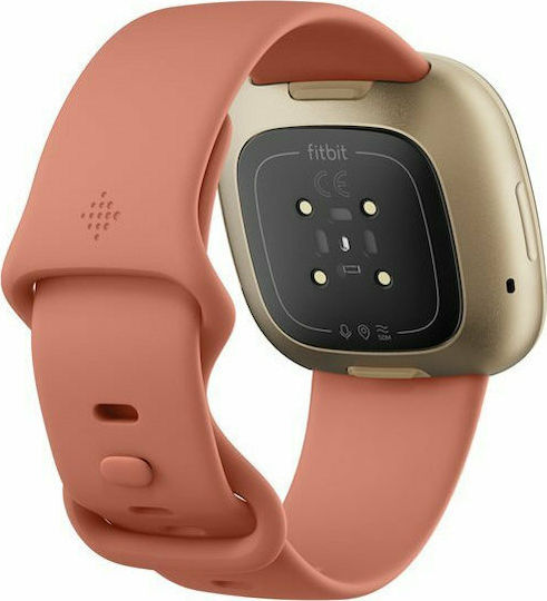 Fitbit Versa 3 Waterproof Smartwatch with Heart Rate Monitor (Pink Clay/Soft Gold Aluminum)