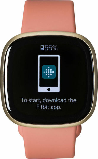 Fitbit Versa 3 Waterproof Smartwatch with Heart Rate Monitor (Pink Clay/Soft Gold Aluminum)