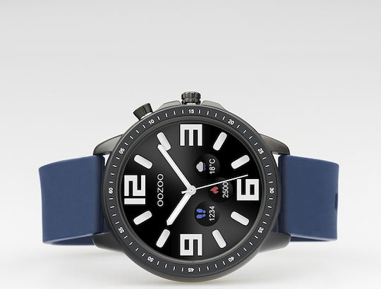 Oozoo Q00332 45мм Смартчасовник с Пулсомер (Black / Blue)