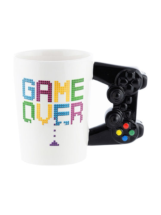 I-Total "Game Over" Τηλεχειριστήριο Κούπα Κεραμική Λευκή 380ml