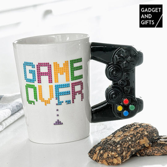 I-Total "Game Over" Τηλεχειριστήριο Κούπα Κεραμική Λευκή 380ml