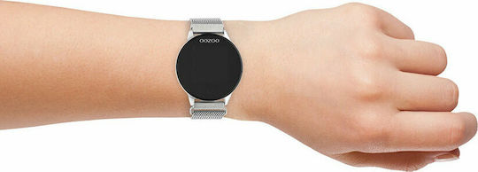 Oozoo Q00116 Stainless Steel 43mm Smartwatch με Παλμογράφο (Ασημί)