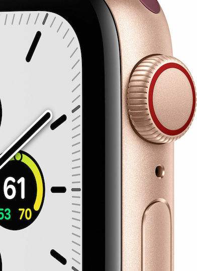 Apple Watch SE Cellular Aluminium 40mm Αδιάβροχο με eSIM και Παλμογράφο (Gold & Plum Sport Loop)