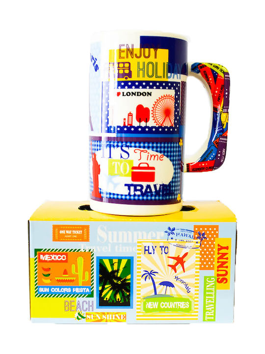SP Souliotis Enjoy Holiday Cană din Porțelan Multicoloră 570ml