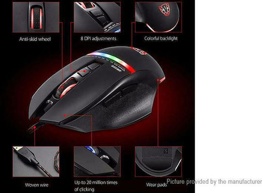 Motospeed V10 RGB Gaming Ποντίκι 4000 DPI Μαύρο