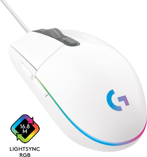 Logitech G203 Lightsync RGB Геймърска Мишка 8000 DPI Бял