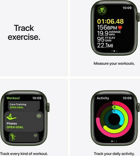 Apple Watch Series 7 Aluminium 41mm Waterproof with Heart Rate Monitor (Green)