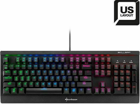Sharkoon Skiller SGK3 Gaming Μηχανικό Πληκτρολόγιο με Kailh Red διακόπτες και RGB φωτισμό (Αγγλικό US)