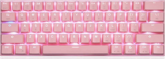Motospeed CK62 RGB Ασύρματο Gaming Πληκτρολόγιο 60% με Outemu Blue διακόπτες και RGB φωτισμό (Ελληνικό) Ροζ