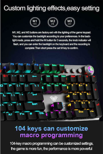 Aula F2058 Gaming Μηχανικό Πληκτρολόγιο με Custom Blue διακόπτες και RGB φωτισμό (Αγγλικό US)