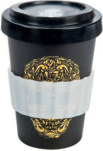 Woodway Skull Чаша от Бамбук с Капак Черна 400 ml
