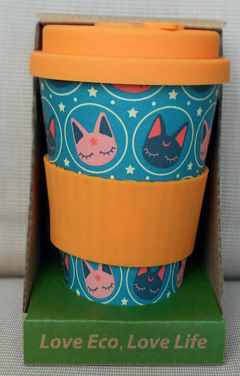 Spacecow Star Cats Mug Bamboo with Lid Multicolored 400ml