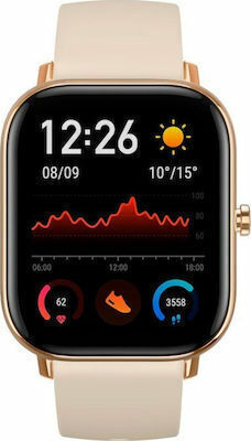 Amazfit GTS 2 Aluminium 43mm Αδιάβροχο Smartwatch με Παλμογράφο (Desert Gold)