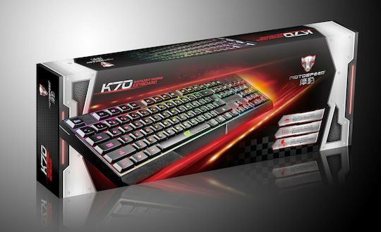 Motospeed K70 Gaming-Tastatur Volle Größe mit beleuchteten Tasten (Englisch US) Schwarz
