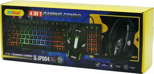 Andowl Q-803 Σετ Gaming Πληκτρολόγιο με RGB φωτισμό & Ποντίκι (Αγγλικό US) Γκρι