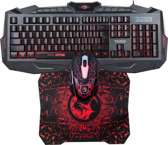 Marvo Combo KM400 & G1 Set Gaming Tastatur mit Beleuchtete Tasten & Maus (Englisch US)