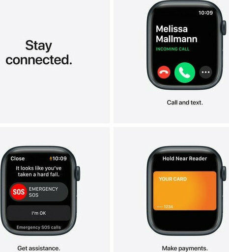 Apple Watch Series 7 Aluminium 41mm Waterproof with Heart Rate Monitor (Midnight)