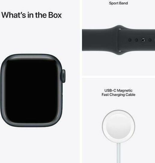 Apple Watch Series 7 Aluminium 41mm Waterproof with Heart Rate Monitor (Midnight)