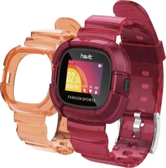 Havit M90 Smartwatch με Παλμογράφο (Κόκκινο)