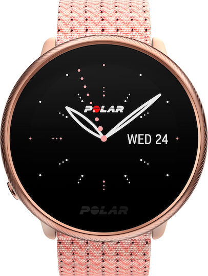 Polar Ignite 2 Stainless Steel 43mm Αδιάβροχο Smartwatch με Παλμογράφο (Rose Gold)
