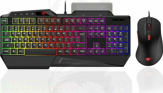 Havit KB852CM Set Σετ Gaming Πληκτρολόγιο με RGB φωτισμό & Ποντίκι (Αγγλικό US)