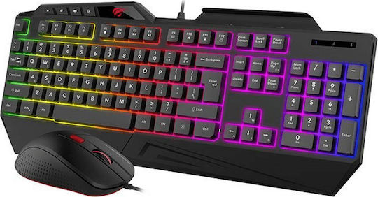 Havit KB852CM Set Σετ Gaming Πληκτρολόγιο με RGB φωτισμό & Ποντίκι (Αγγλικό US)