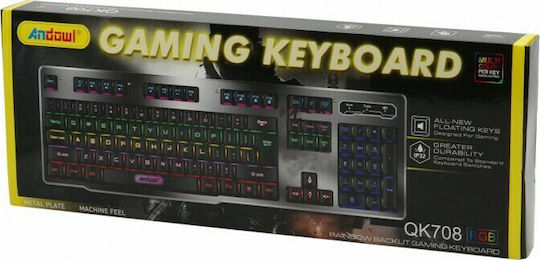 Andowl Q-K708 Gaming Πληκτρολόγιο με RGB φωτισμό (Αγγλικό US)