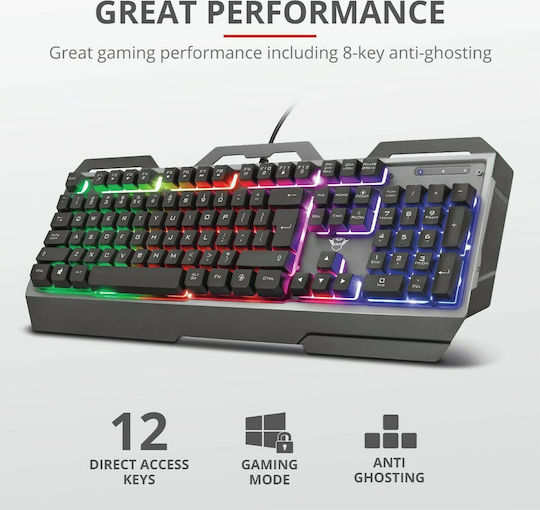 Trust GXT 856 Torac Гейминг Клавиатура с RGB подсветка (Английски US) Черен