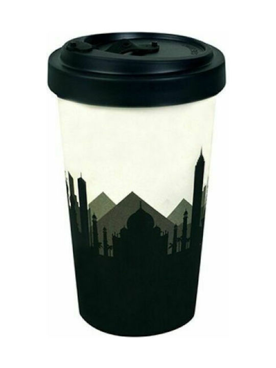 Woodway Around the World Cană Bambus cu Capac Neagră 500ml