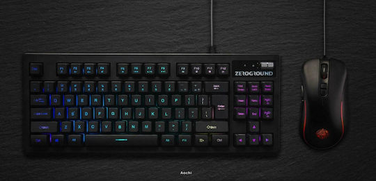 Zeroground KB-1800GUMS Aochi Σετ Gaming Πληκτρολόγιο Tenkeyless με RGB φωτισμό & Ποντίκι (Αγγλικό US)