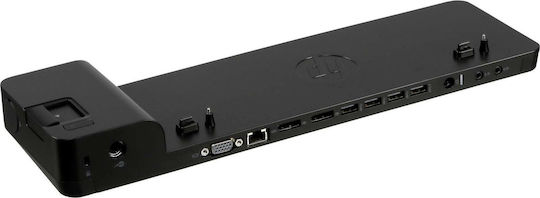 HP 2013 Ultraslim Dock Docking Station mit Ethernet und Verbindung 2 Monitore Schwarz