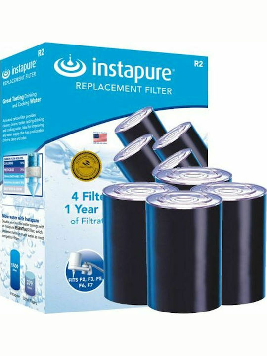 Instapure Water Filter Replacement for Faucet made of Activated Carbon R2 5 μm 4pcs