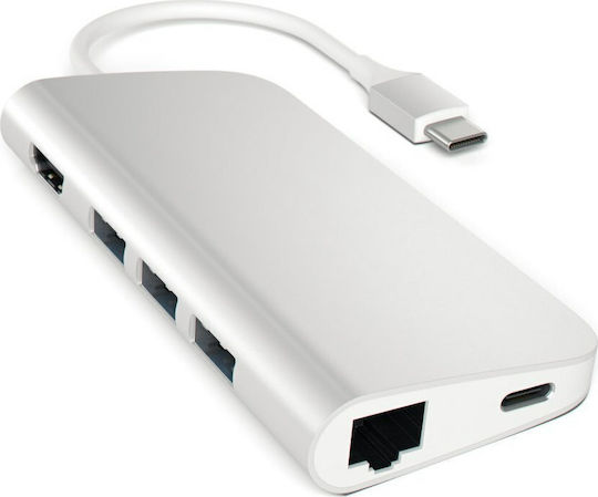 Satechi USB-C Docking Station με HDMI 4K PD Ethernet Ασημί (ST-TCMA2S)