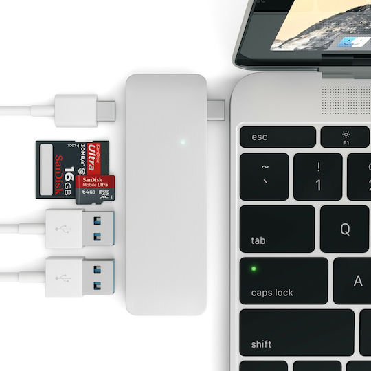 Satechi 3 Port USB 3.0 Hub with USB-C Connection Gray