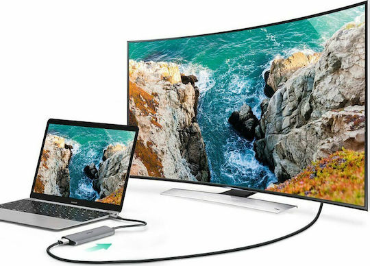 Ugreen CM136 USB-C Docking Station με HDMI 4K PD Ασημί