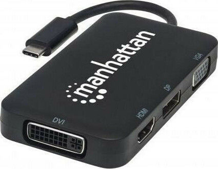 Manhattan USB-C Docking Station με HDMI/DisplayPort 4K Μαύρο (152600)