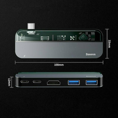 Baseus USB-C Docking Station mit HDMI 4K PD Gray (CAHUB-TD0G)
