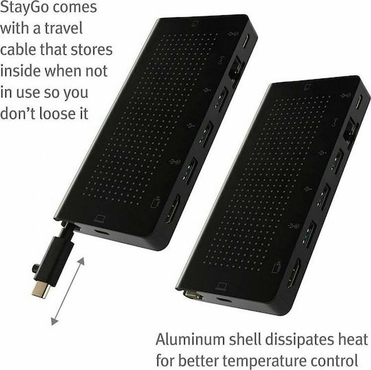 Twelve South StayGo USB-C Докинг станция с HDMI 4K PD Ethernet Черен